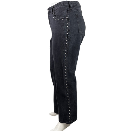 Abercrombie & Fitch The 90s Relaxed High Rise Black Straight Denim Jeans Size 33