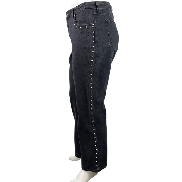 Abercrombie & Fitch The 90s Relaxed High Rise Black Straight Denim Jeans Size 33