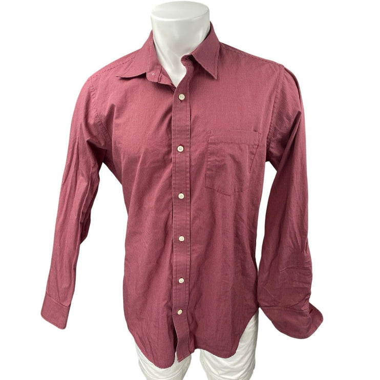 Banana Republic Men's Red Checkered Long Sleeve Button Down Shirt Top Size L