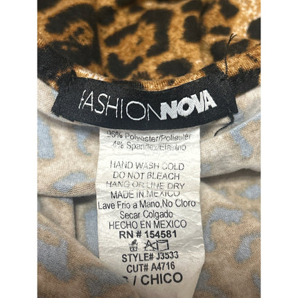 Fashion Nova Tan Black Sleeveless Tie Leopard Cami Tank Flared Jumpsuit Size S