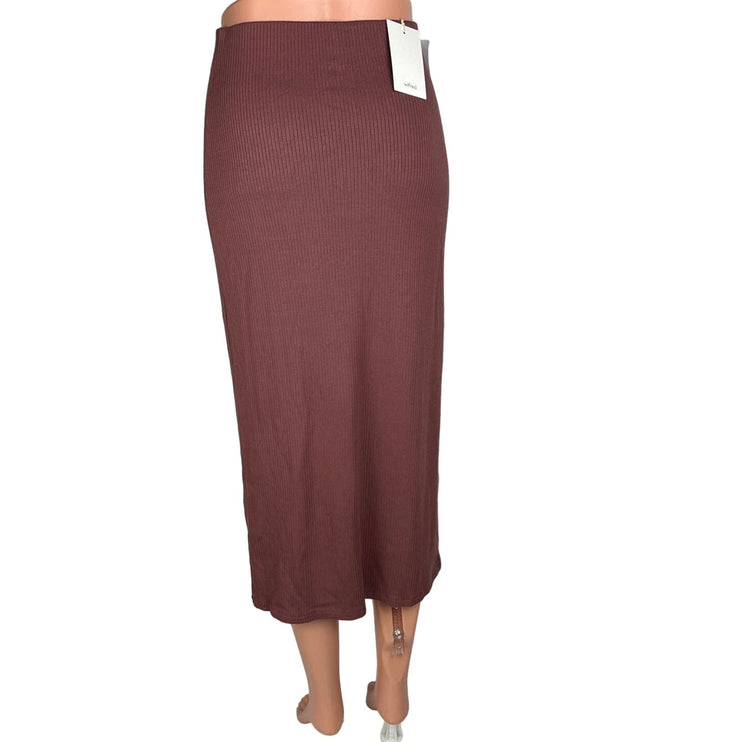 Aritzia Wilfred NWT Janine Rose Pink Ribbed Elastic Pullover Midi Skirt Size SP