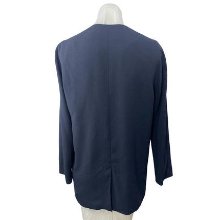 Madewell Women's Navy Blue V Neck Long Sleeve One Button Blazer Coat Jacket Sz 2