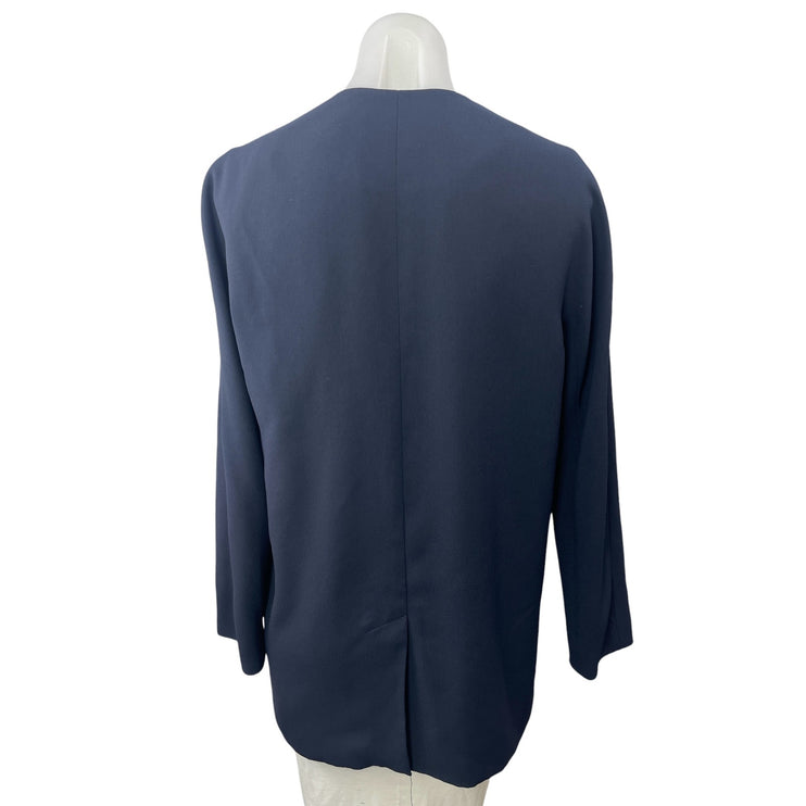 Madewell Women's Navy Blue V Neck Long Sleeve One Button Blazer Coat Jacket Sz 2