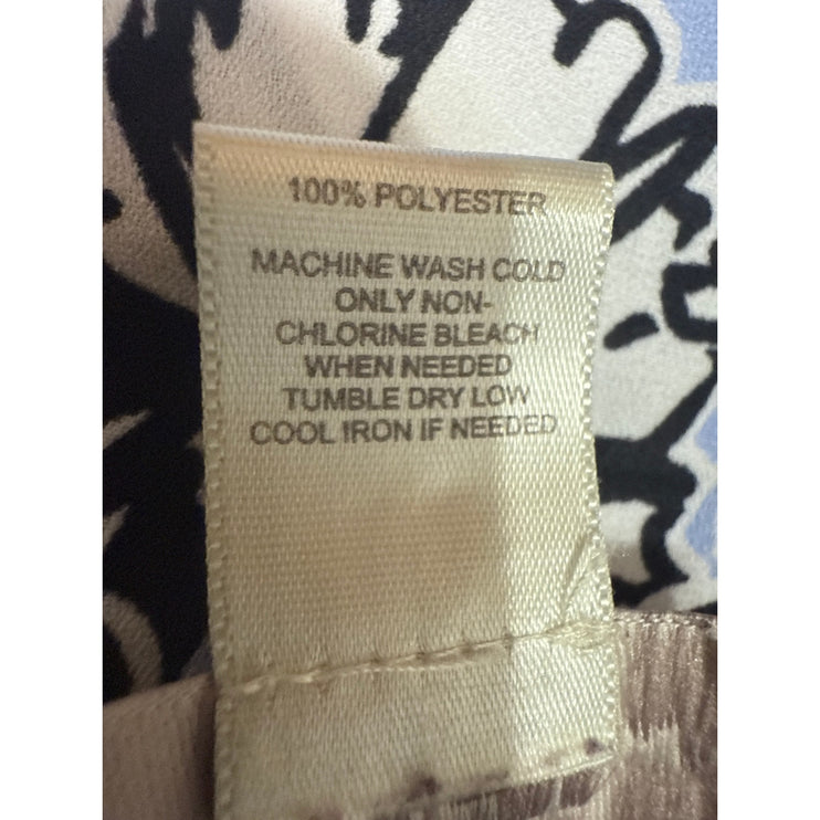 Ann Taylor LOFT Women's Blue White Floral Sleeveless V Neck Blouse Top Size XXS