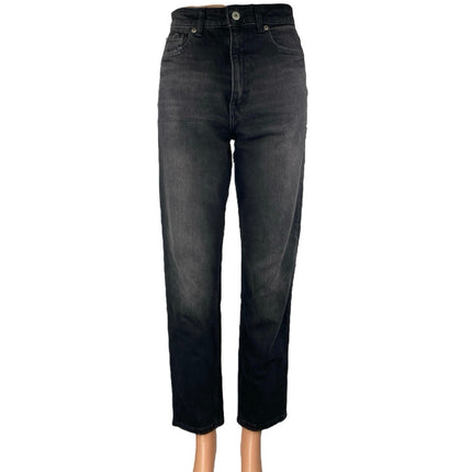 Zara Women's Black High Waisted Baggy Straight Leg Denim Jeans Pants Size 4