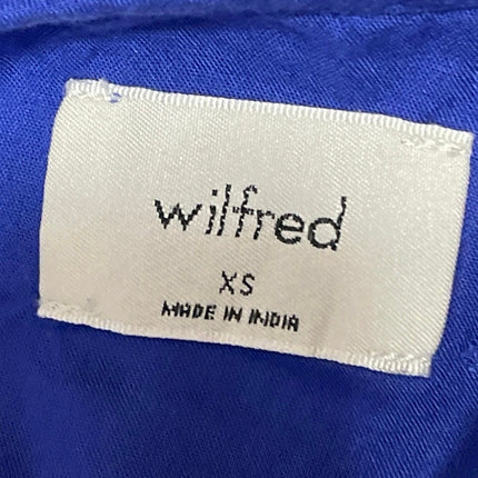 Aritzia Wilfred Women's Blue Ruffle Round Neck Tiered Tunic Blouse Top Size XS