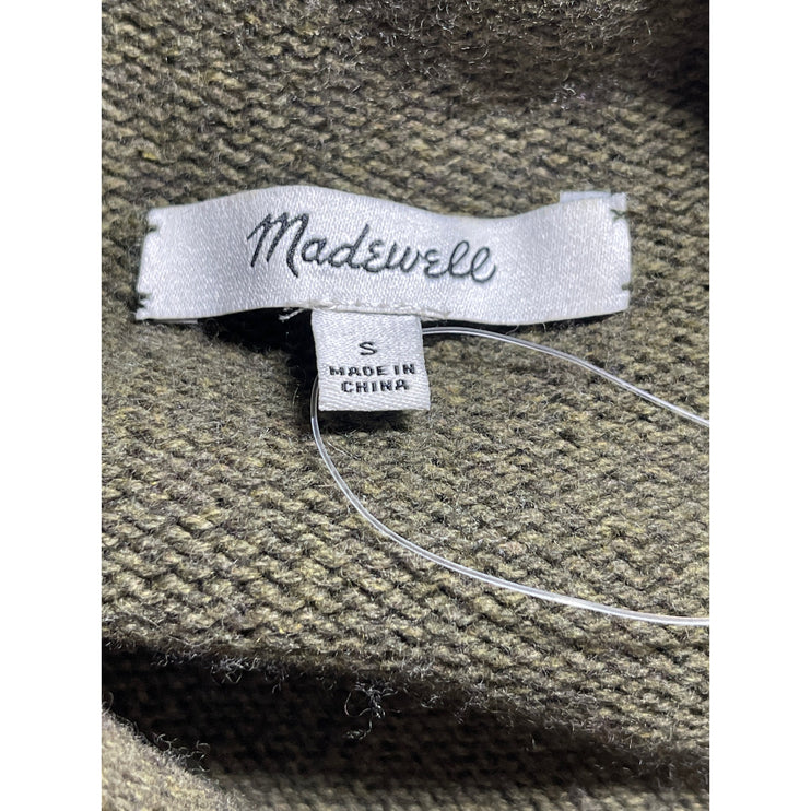 Madewell Women's Green Merino Wool Long Sleeve Slit Mock Neck Sweater Top Size S