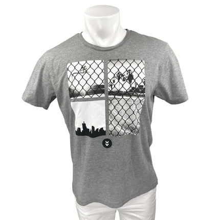 Hummel Men's Gray Crewneck Short Sleeve Casual Graphic Tee T shirt Top Size M