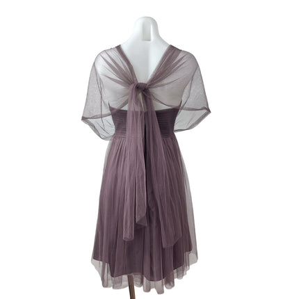 Jenny Yoo Mesh Sheer Tulle Cape Sleeve Convertible Mini Cocktail A-Line Dress 8
