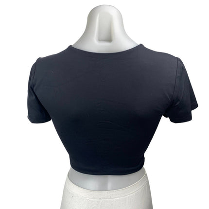 Aritzia Babaton Contour Black Crewneck Short Sleeve Crop Tee T-shirt Top Size M