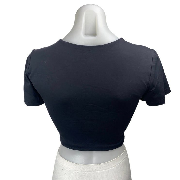 Aritzia Babaton Contour Black Crewneck Short Sleeve Crop Tee T-shirt Top Size M
