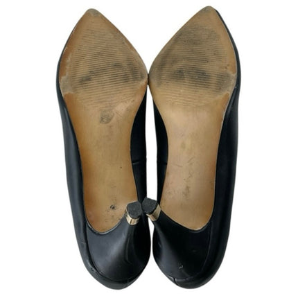 Apt. 9 Rubi Womens Black Pointed Toe Gold Metal Cap Stiletto Heels Pumps Shoes 9