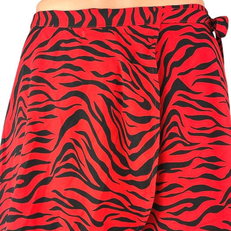 Aritzia Sunday Best Red Black Zebra High Waisted A Line Wrap Mini Skirt Size 0