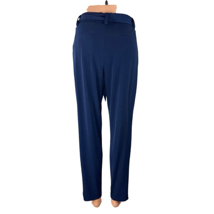 Express Ankle Mid Rise Women's Blue Tapered Leg Belted Trousers Pants Size XS