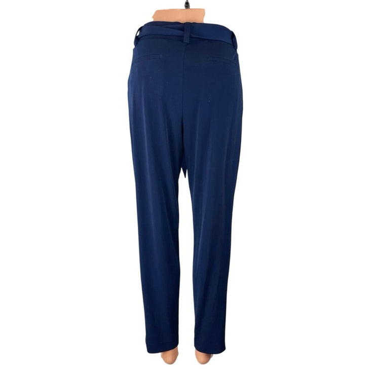 Express Ankle Mid Rise Women's Blue Tapered Leg Belted Trousers Pants Size XS