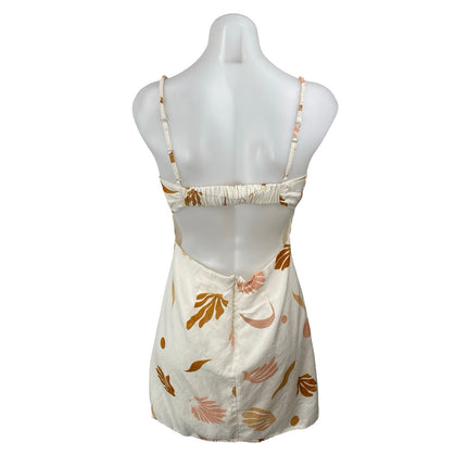 ASTR The Label Claramae Cream Sleeveless Cutout Cami Tank A Line Mini Dress S