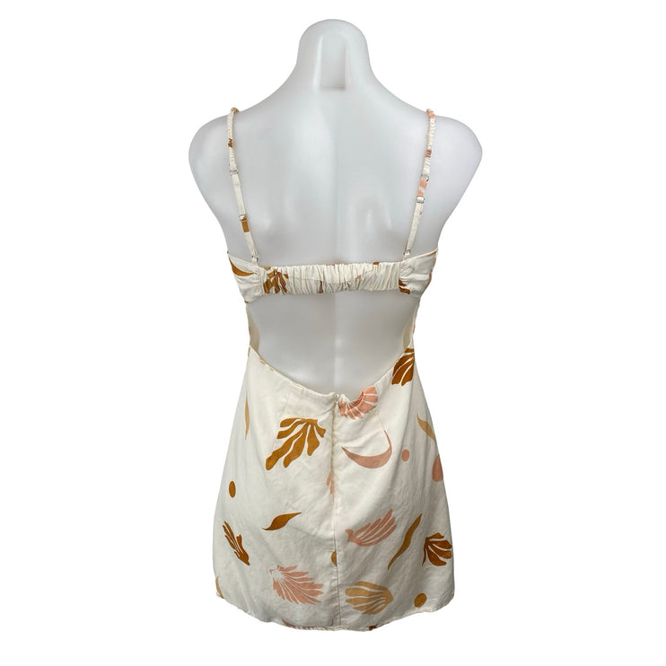 ASTR The Label Claramae Cream Sleeveless Cutout Cami Tank A Line Mini Dress S