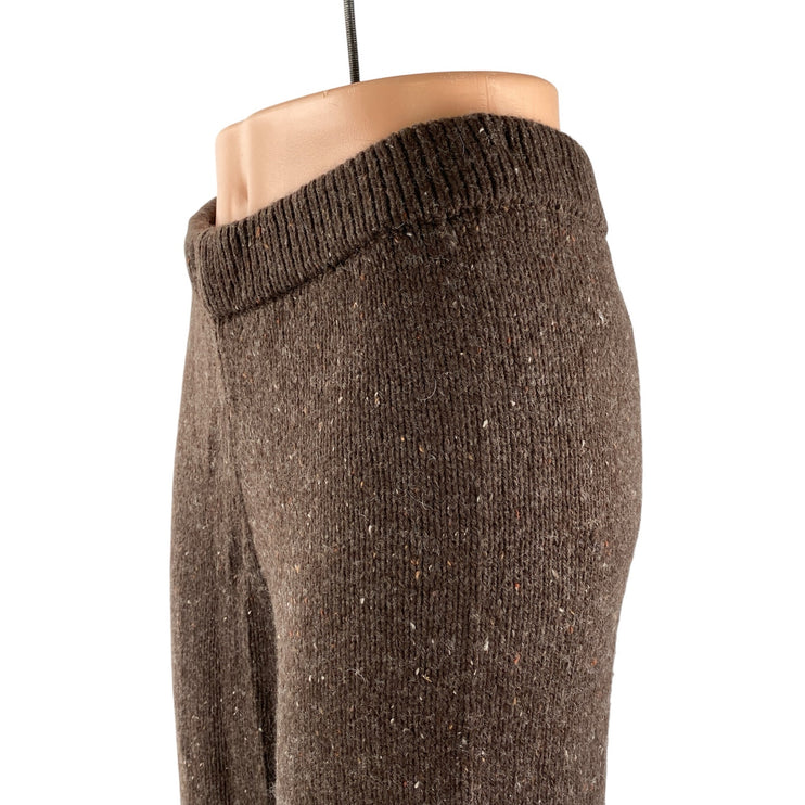NEW Zara Women's Brown Wool High Rise Knit Wide Leg Baggy Trousers Pants Size S