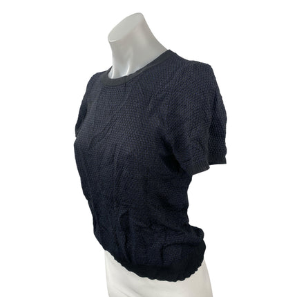 Zara Women's Black Knit Short Sleeve Crew Neck Sweater T Shirt Tee Top Size M