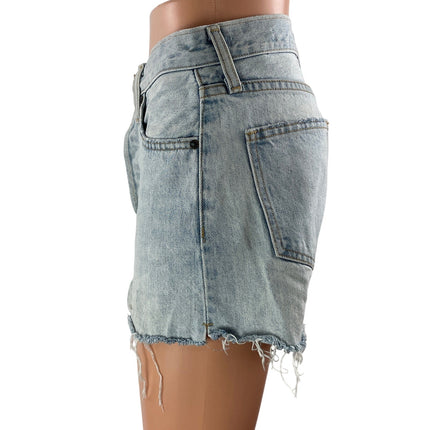 Aritzia Denim Forum The Yoko Blue High Rise Distressed Cut Off Jean Shorts 27