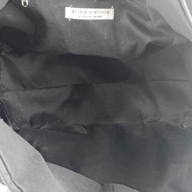 Alice + Olivia Women's Black Daisy Print Floral Canvas Zipper Travel Duffel Bag