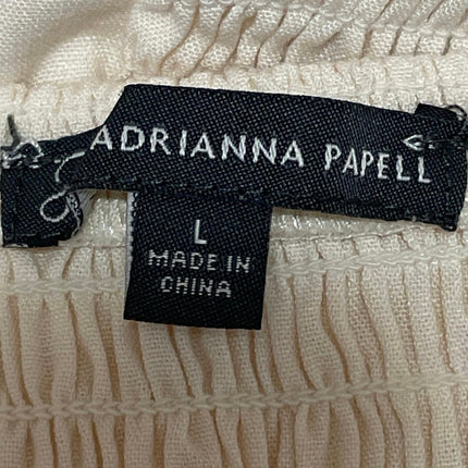 Adrianna Papell Cream Embroidered Sleeveless Ruffle Peplum Tank Skirt Set Size L