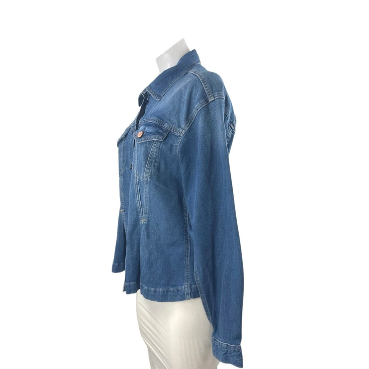 GAP Womens Blue Collared Long Sleeve Button Down Shirt Trucker Coat Jacket Top M