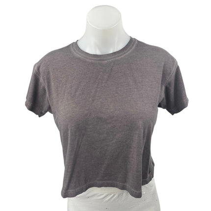 Lululemon Women's Black Washed Short Sleeve Crew Cropped T Shirt Tee Top Size 4