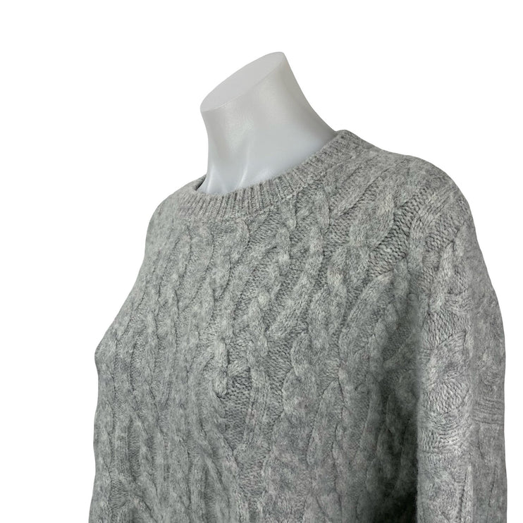 Topshop Womne's Gray Cable Knit Crew Neck Long Sleeve Sweatshirt Sweater Top 6