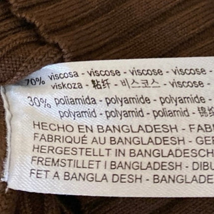 Zara Women Brown Long Sleeve Ribbed Knit Turtleneck Slim Fit Sweater Top Size S