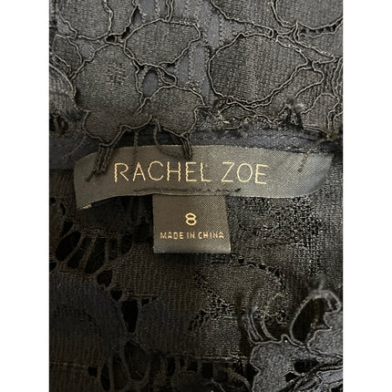 Rachel Zoe Women's Black Floral Lace Sleeveless Midi Bodycon Sheath Dress Size 8