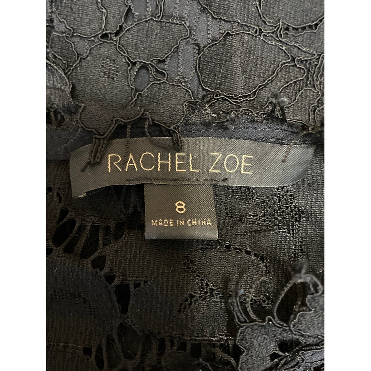 Rachel Zoe Women's Black Floral Lace Sleeveless Midi Bodycon Sheath Dress Size 8