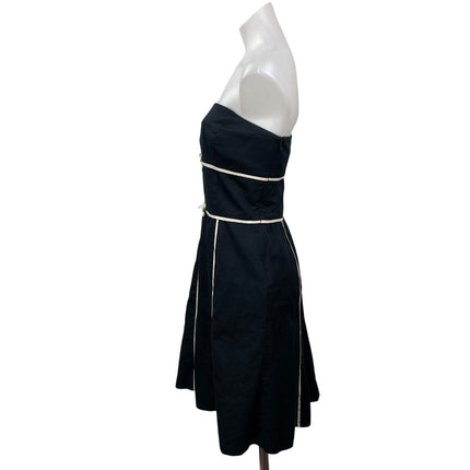 Ann Taylor Black Strapless Bandeau Sleeveless Bow Fit & Flare Mini Dress 12P