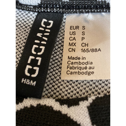 H&M Divided Black White Retro Floral Sleeveless Mock Neck Slim Casual Tank Top S