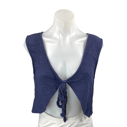 Urban Outfitters Kimchi Blue Navy Blue Tie Front Sleeveless Tank Crop Top Size M