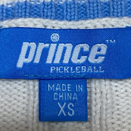 Prince White Cable Knit Striped Long Sleeve Button Up Cardigan Sweater Top XS