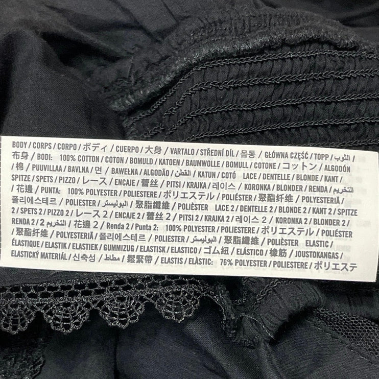 Abercrombie & Fitch Black Sleeveless Embroidered Babydoll Lace Trim Cami Top XL