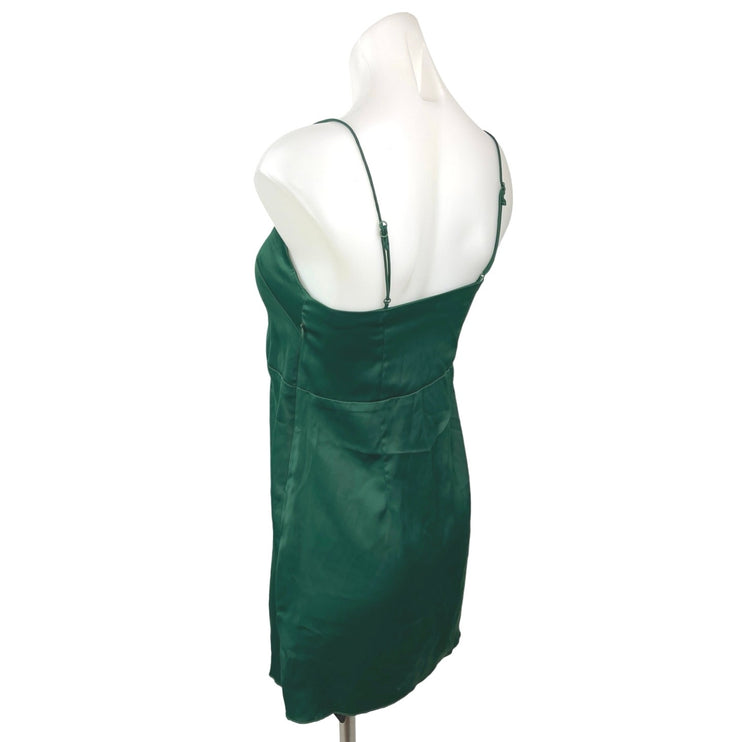 Urban Outfitters Green Silk Satin Spaghetti Cami Camisole Mini Slip Dress XS