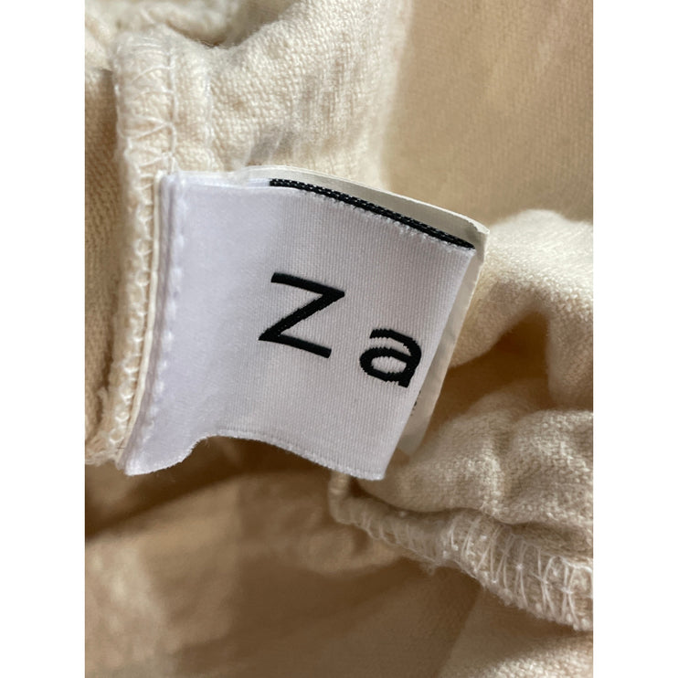 Zacro Women's Beige Corduroy High Rise Wide Leg Baggy Trousers Pants Size S