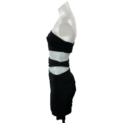 H:Ours Black Strapless Sleeveless Square Neck Cutout Bandeau Bodycon Dress S