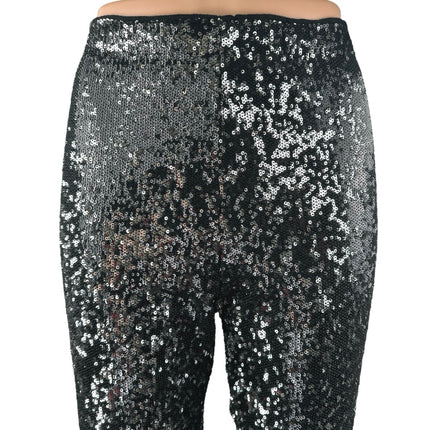 Honey Punch Black Sequin Sparkle High Waisted Skinny Leg Trousers Pants Size M