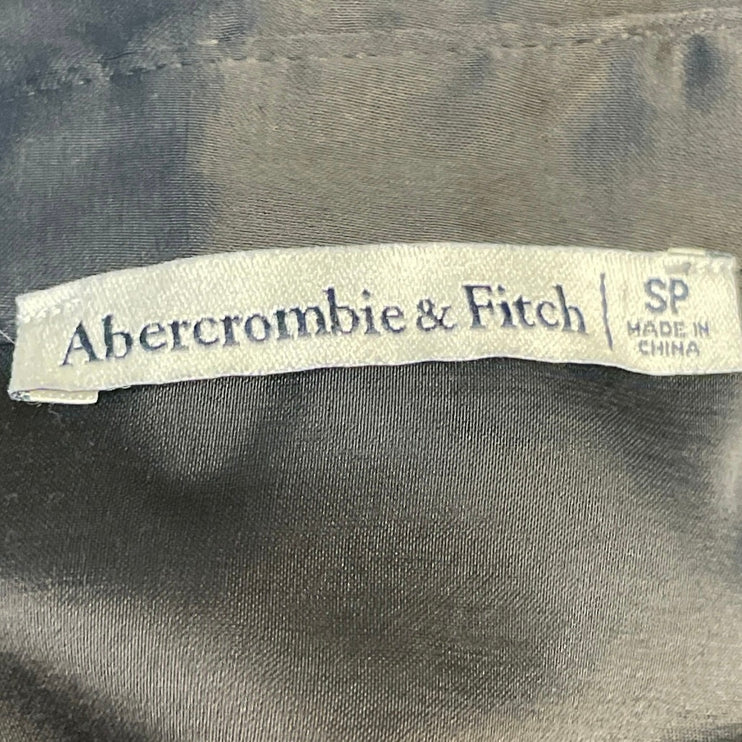 Abercrombie & Fitch Black Satin Long Sleeve Belted Button Down Shirt Dress Sz S