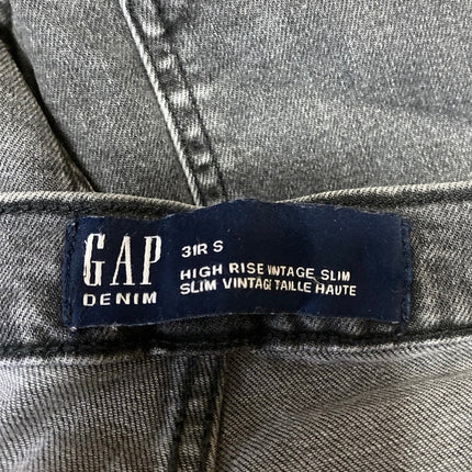 Gap Vintage Silm Women's Black High Rise Distressed Straight Leg Denim Jeans 31