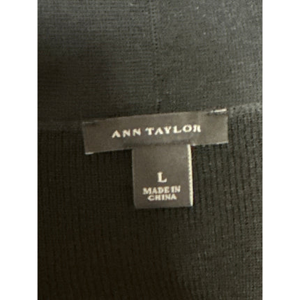 Ann Taylor Women's Black Long Sleeve Cropped Open Cardigan Sweater Top Size L