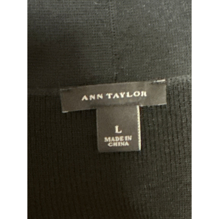 Ann Taylor Women's Black Long Sleeve Cropped Open Cardigan Sweater Top Size L