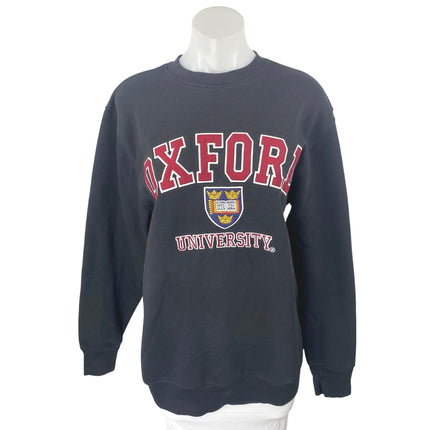 Women's Black Red Oxford University Embroidered Long Sleeve Sweatshirt Top Sz M