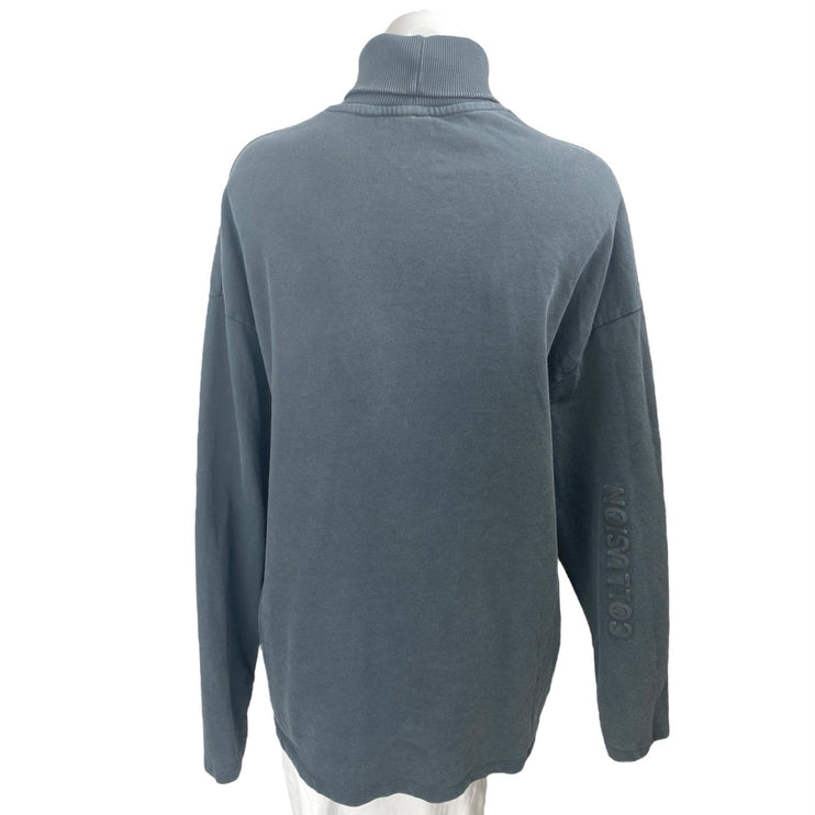Collusion Women's Blue Long Sleeve Turtleneck Logo Loose Fit Sweater Top Size 4