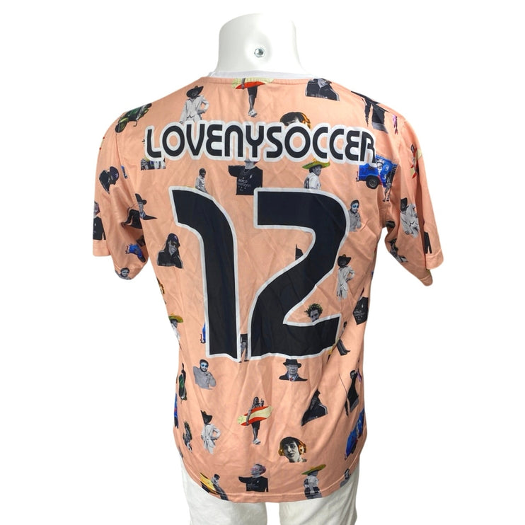Brooklyn Glamorama LoveNYSoccer Orange Short Sleeve Jersey Tee T-Shirt Top Sz L