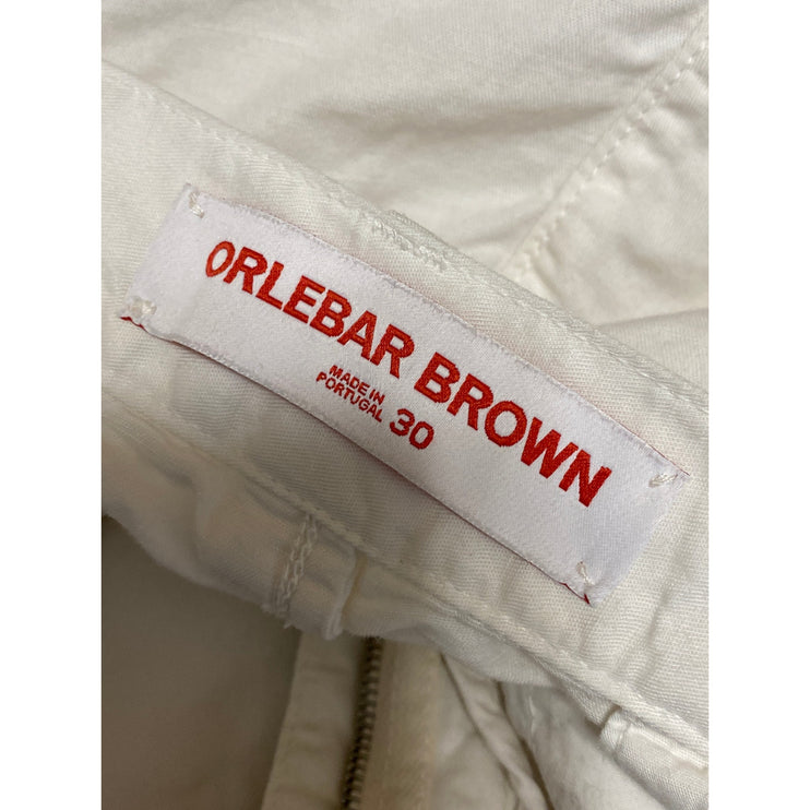 Orlebar Brown Men's White Linen High Rise Wide Leg Utility Trousers Pants Sz 30