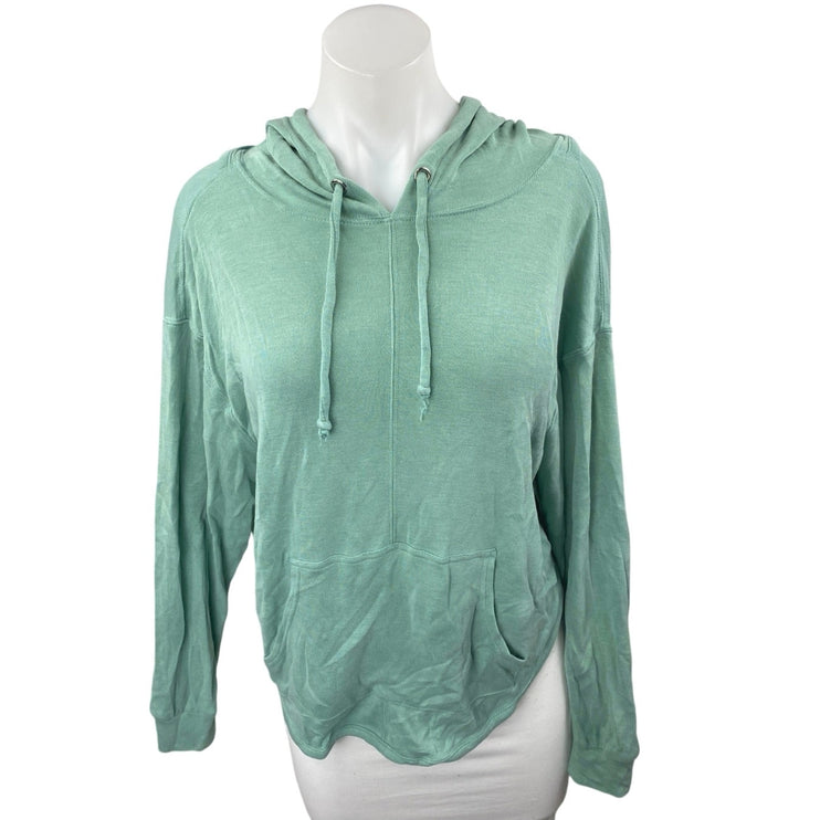 Free People Back Into It Green Cutout Back Hoodie Hooded Sweatshirt Top Size M